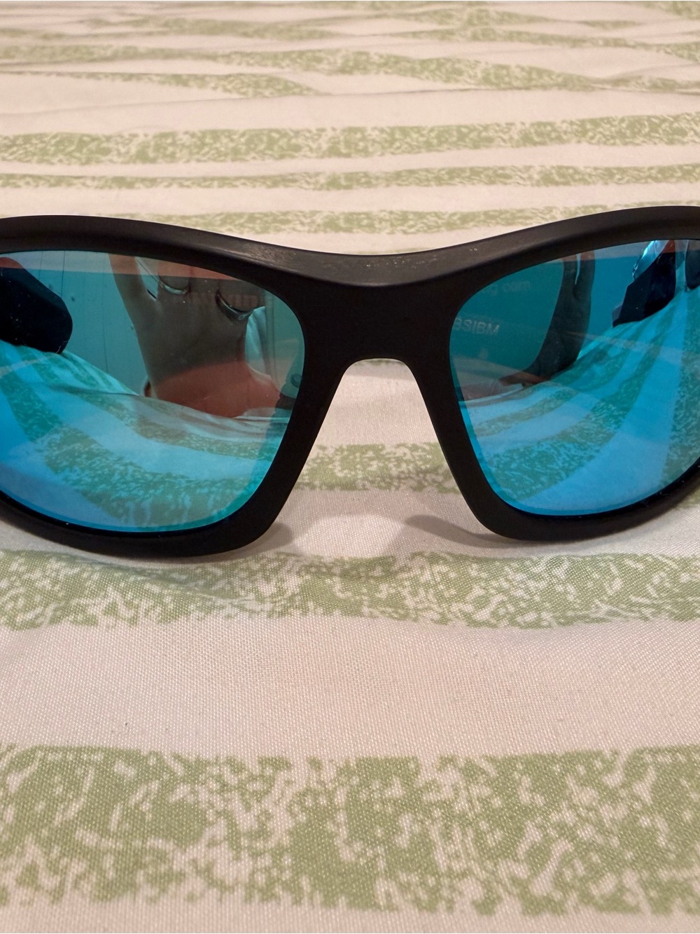 Matte Black Sunglasses with Blue Mirrored Lenses